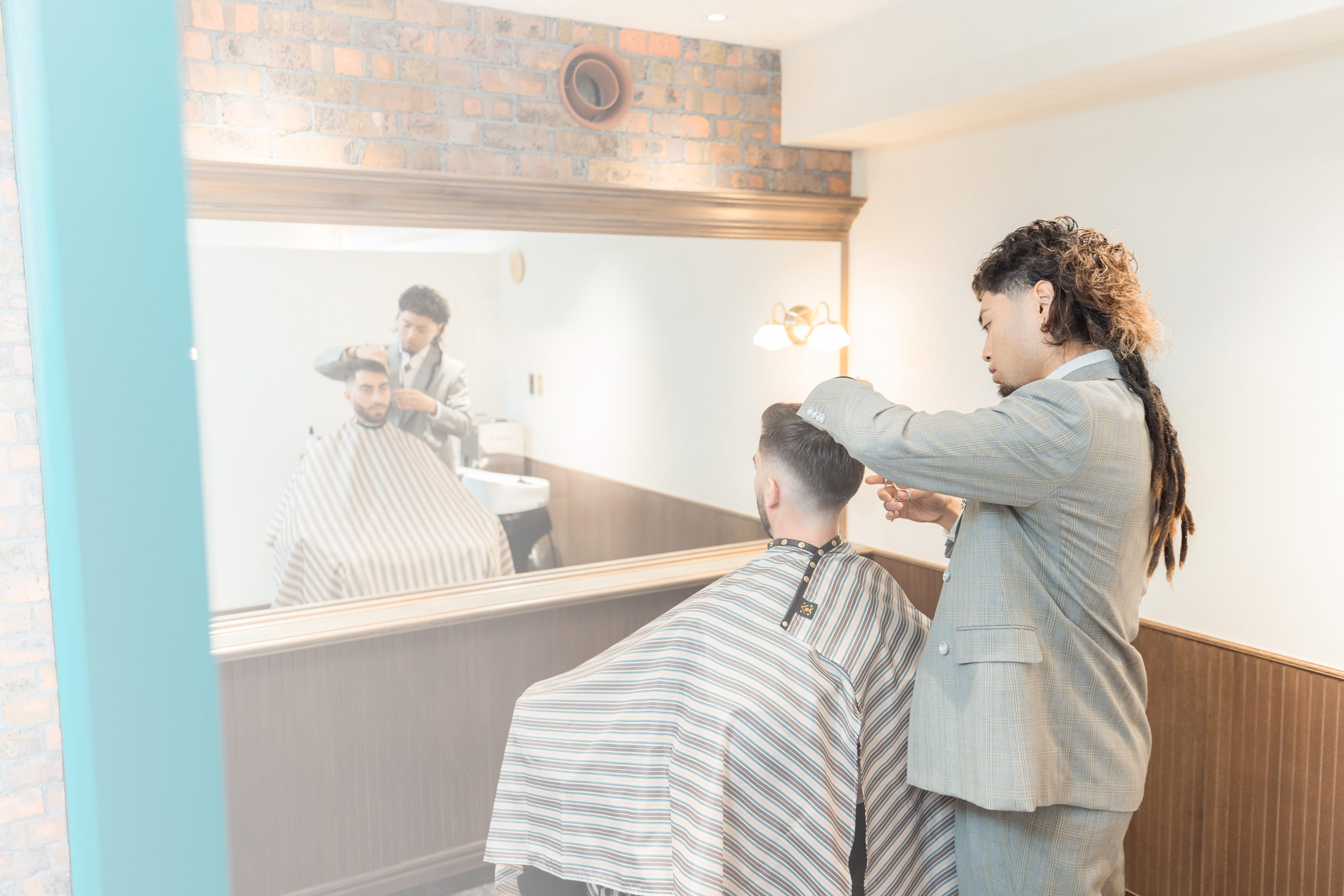 Men's haircut at a private barber shop in Osaka